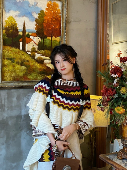 Bohemian Vintage Wear Photo Shawl Women'S Outer With Ethnic Style Vacation Tassel Plus Thick Warm Cape Cape