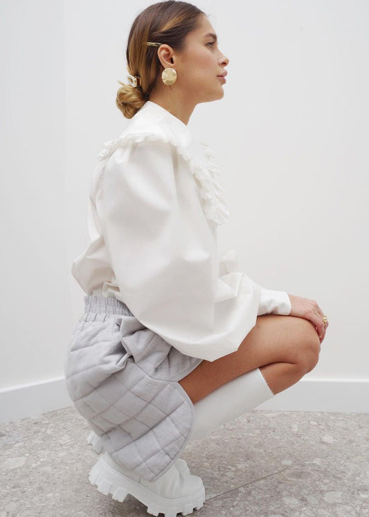 Ruffled Collar Blouse High Quality Cotton