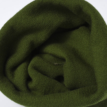 Stripe Contrast Color Stretch Pom Beanie