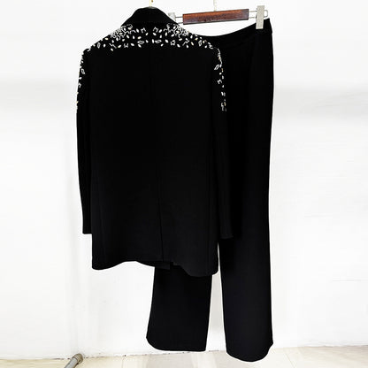 Luxury Beaded Blazer And Trousers Set Elegant Street Style