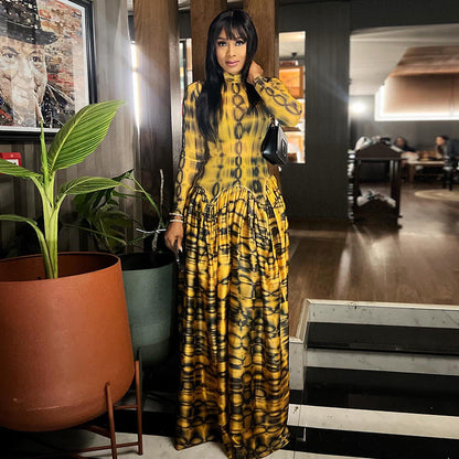 Vintage Style A-Line Dress With Floral Print, Polyester, All-Season