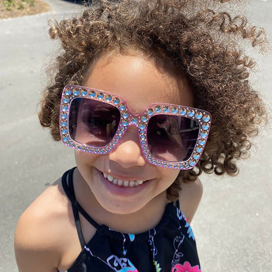 Bling Round Sunglasses for Kids Stylish UV400 Beach Sunglasses