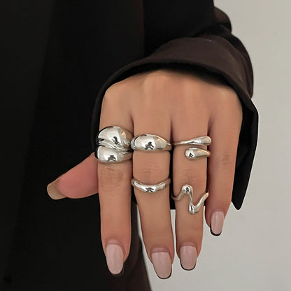Geometric Open-Cable Ring With Baroque Pearl