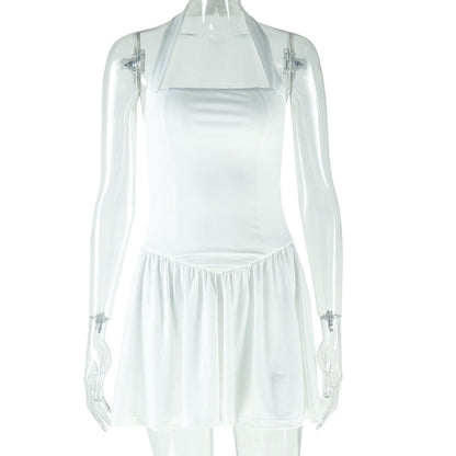 Trendy Casual Solid Color A-Line Dress With Spaghetti Straps