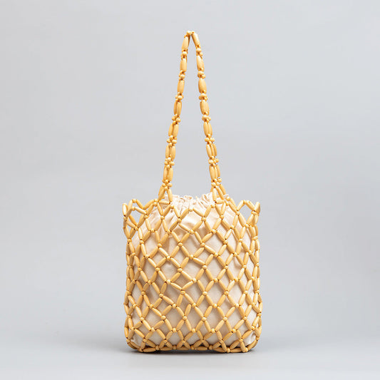 Wooden Bead Woven Handbags