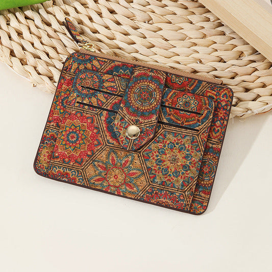 Cork Vintage Print Card Cases Wallets