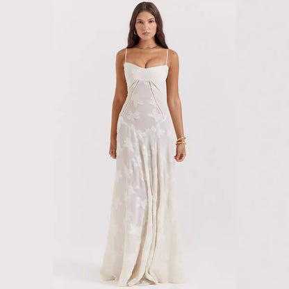 Backless String Tie Lace Sexy Long Dress