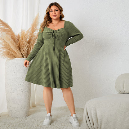Plus Size Floral Print Elegant Long Sleeve Dress