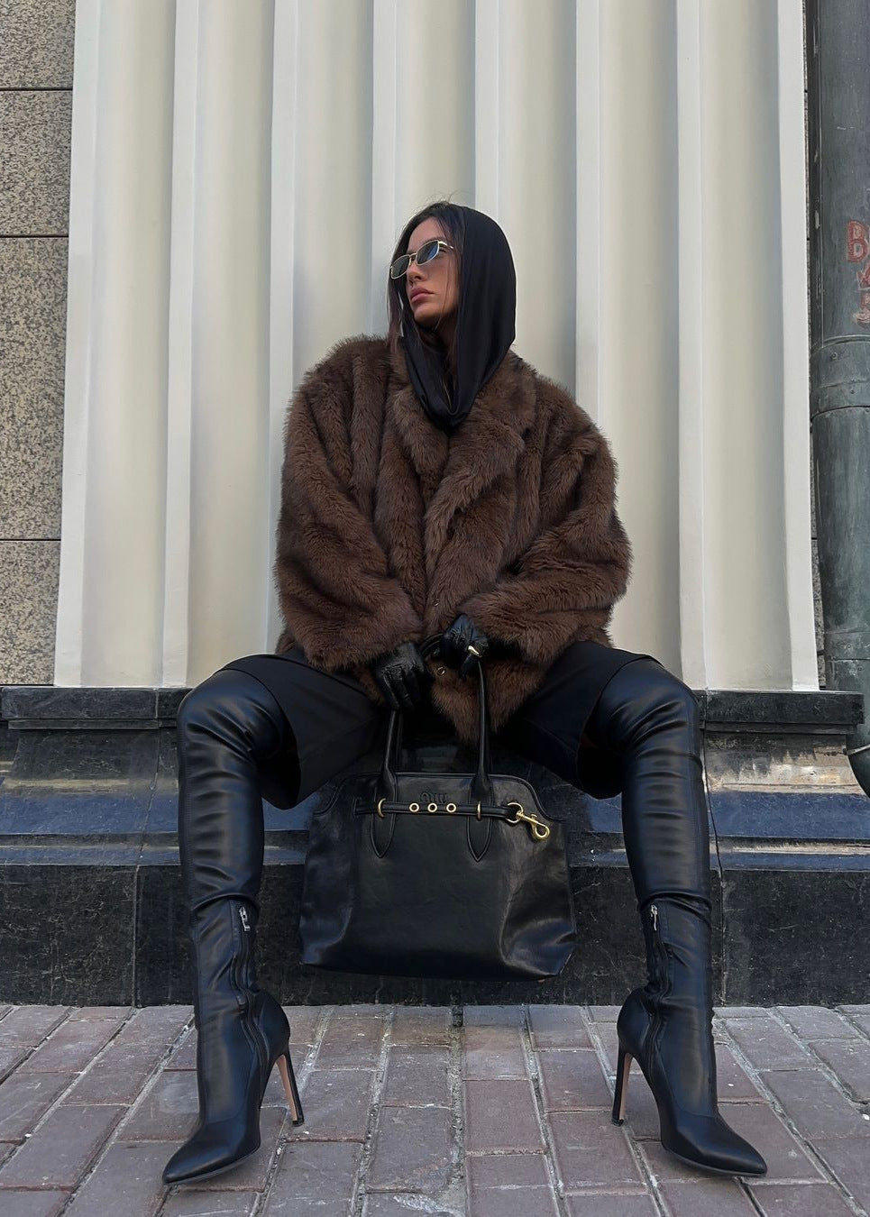 Faux Fur Jacket Dark Brown Ultra Soft Texture
