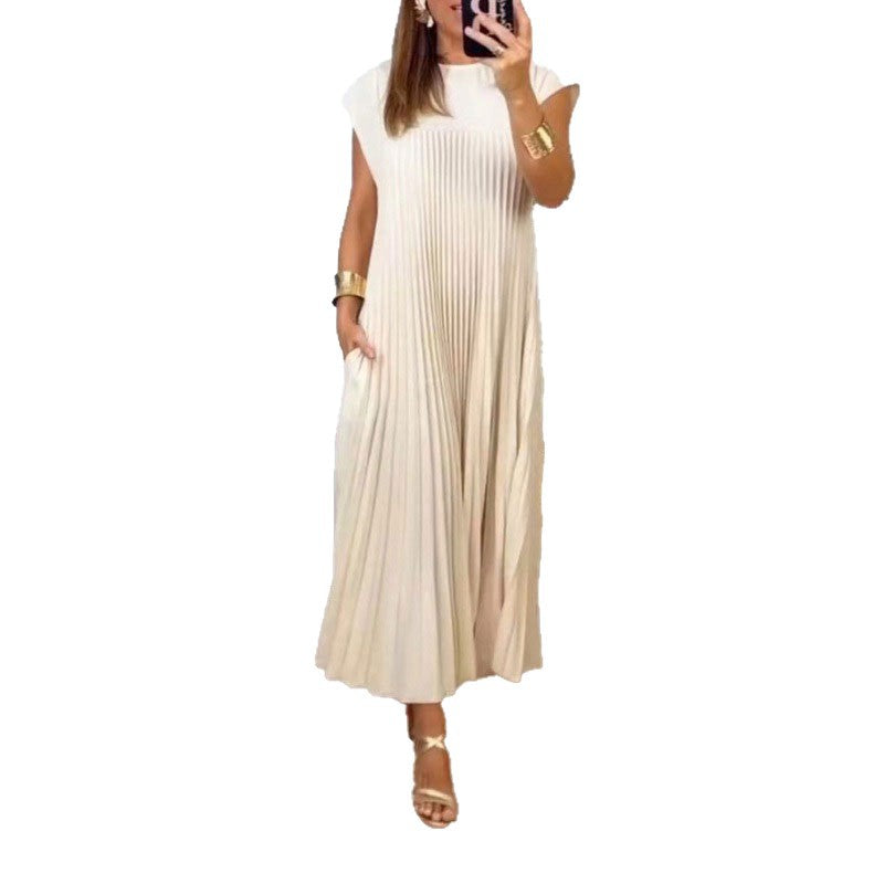 Elegant Sleeveless Pleated Maxi Dress for Women