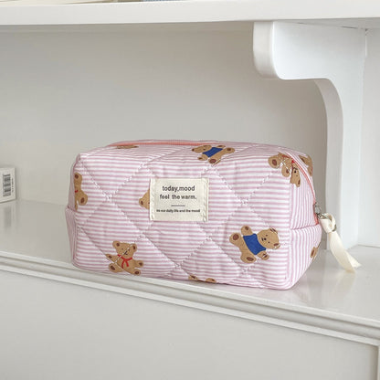 Cute Striped Bear Cosmetic Travel Organizer Bag