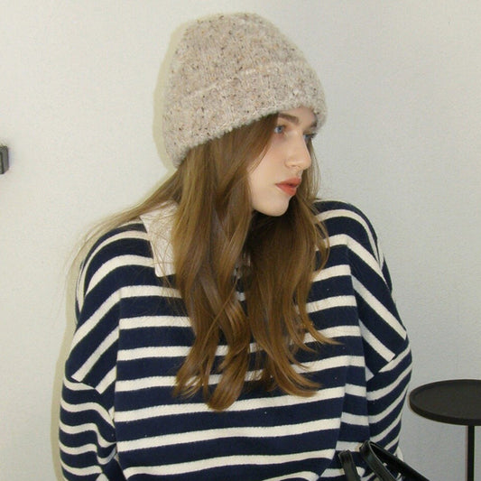 Wool Blend Colorful Dots Knit Beanie for Women