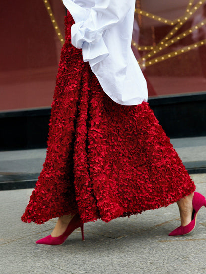 Elegant Petal Design Maxi Skirt for Evening Events