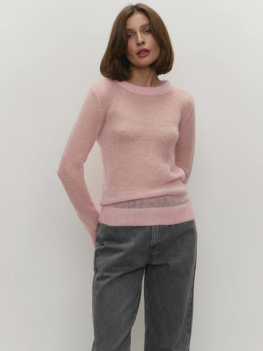 Comfortable Knit Sweater with Round Neck for Women