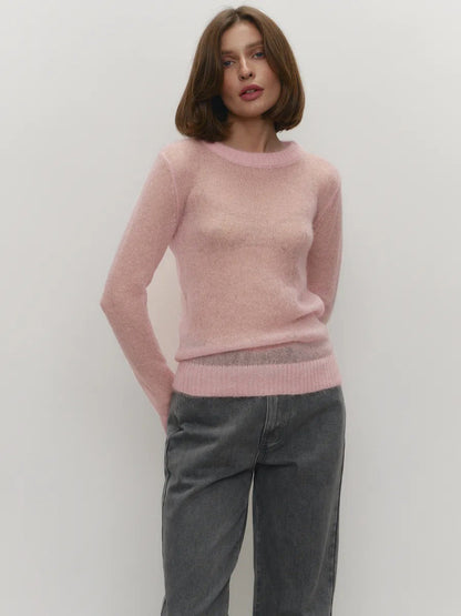 Comfortable Knit Sweater with Round Neck for Women