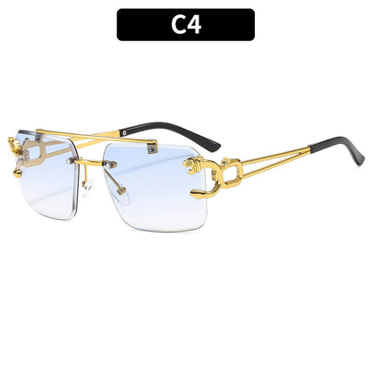 Fashionable Metal Double Beam Leopard Sunglasses UV400 Protection
