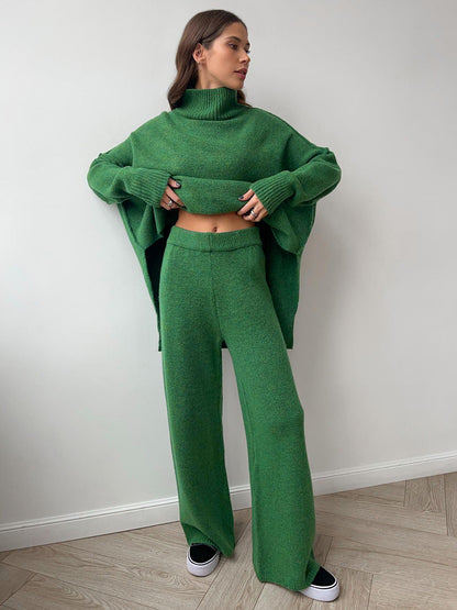 Cozy Turtleneck Sweater Set for Women with Relaxed Fit