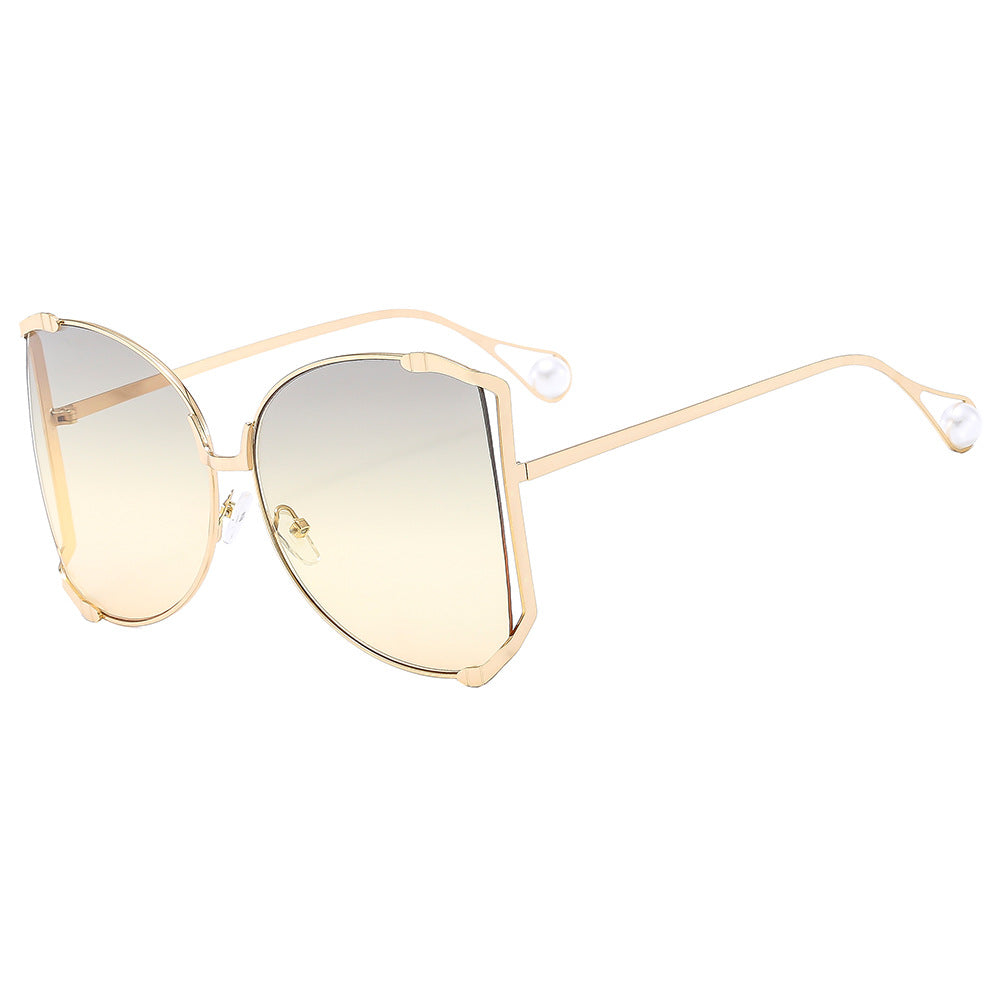 Trendy Oversized Metal Sunglasses UV400 Protection