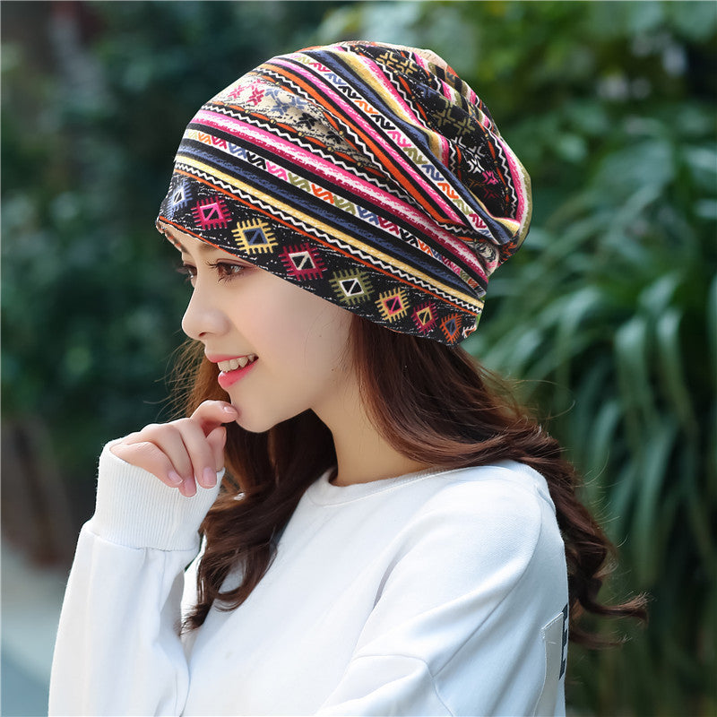 Pullover Hat Ethnic Style Bag Head Hat Pile Hat Dual-Purpose Bib
