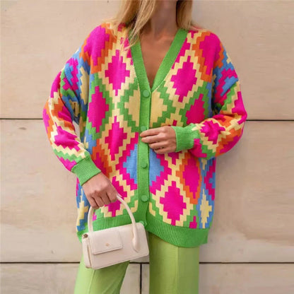 Autumn And Winter New Women'S Knitted Cardigan Loose Sweater Coat Sweater Cardigan