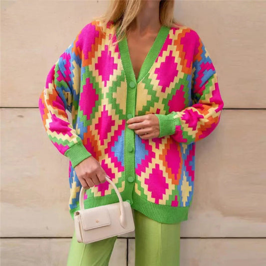 Autumn And Winter New Women'S Knitted Cardigan Loose Sweater Coat Sweater Cardigan