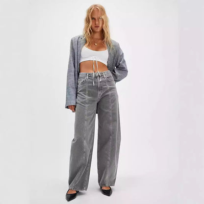 High Waist Denim Pant Washed Loose Jeans