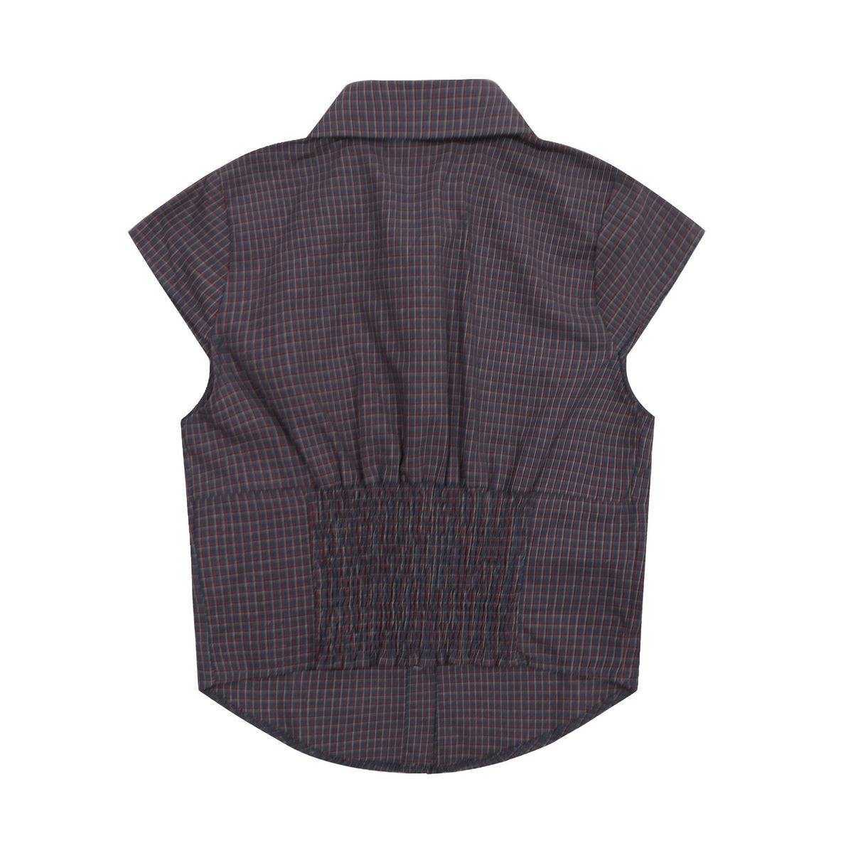 Vintage Lapel Collar Plaid Short Sleeve Top