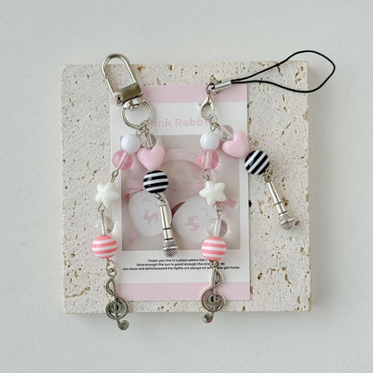Cute Pink Violin Keychain Bag Charms