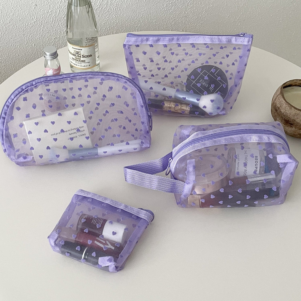 Heart-Shaped Velvet Cosmetic Bag Multifunctional Portable Organizer