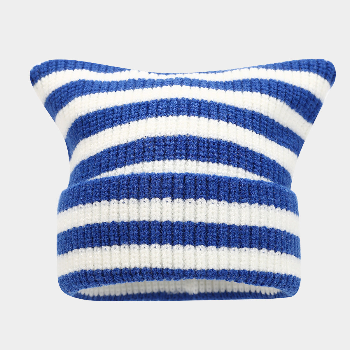 Winter Beanie Striped Color Contrast Warm Knit Hat