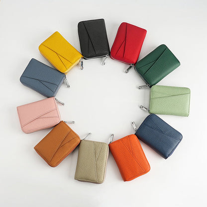 Leather Solid Color Card Case Wallets