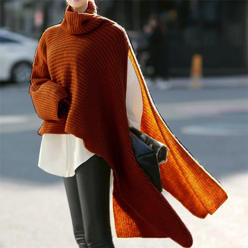 Long Sleeve Turtleneck Sweater, Knitted Jumper, Loose Windbreaker