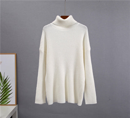 Ribbed Knit Turtleneck Sweater Midi Skirt Set
