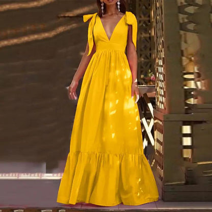 V-Neck Sexy Spliced Tie Back Tank Dress