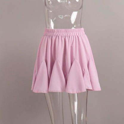 Y2K Street Style Ruffled Mini Pleated Skirt