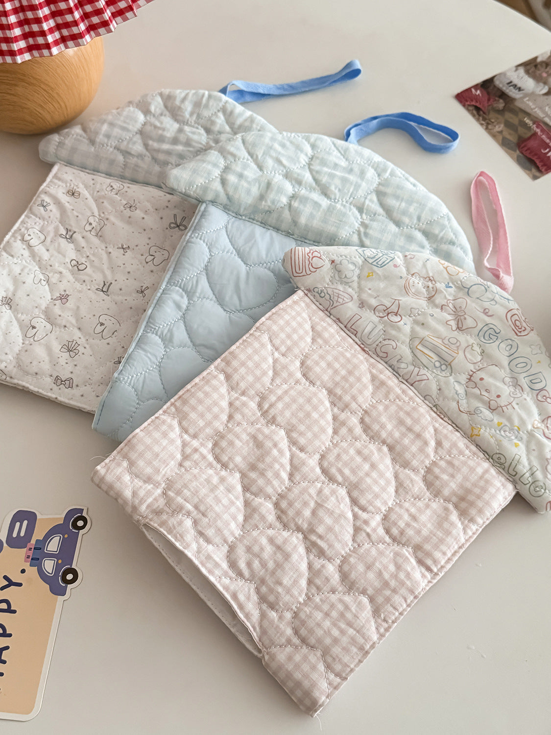 Heart-Shaped Quilted Tissue Organizer Car Hanging Holder