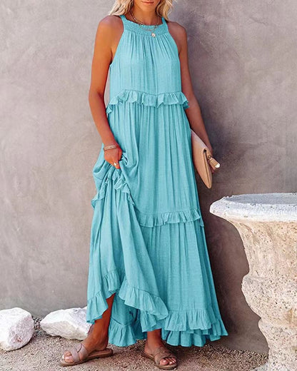 Summer Dress New Irregular Cake Skirt Sleeveless Long Mopping Skirt Holiday Dress Women