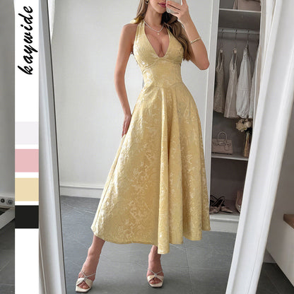 Elegant Halter Neck Long Dress for Women