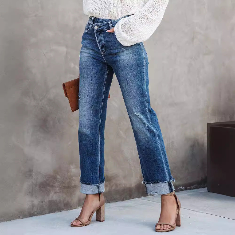 Casual Women's Straight-Leg Denim Jeans