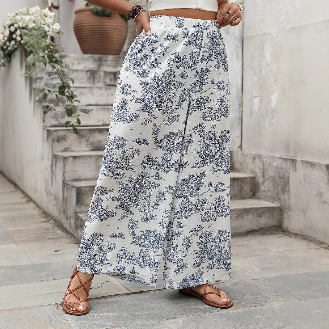 Plus Size Floral Print Loose Harem Pants for Women