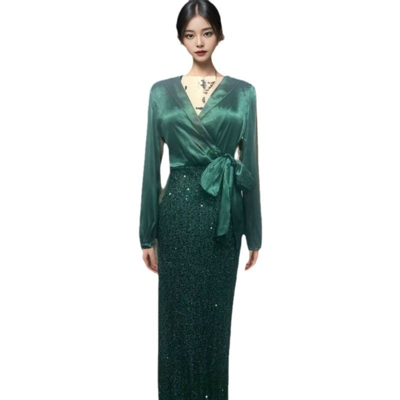 Elegant Mermaid Midi Dress With Off-Shoulder Design