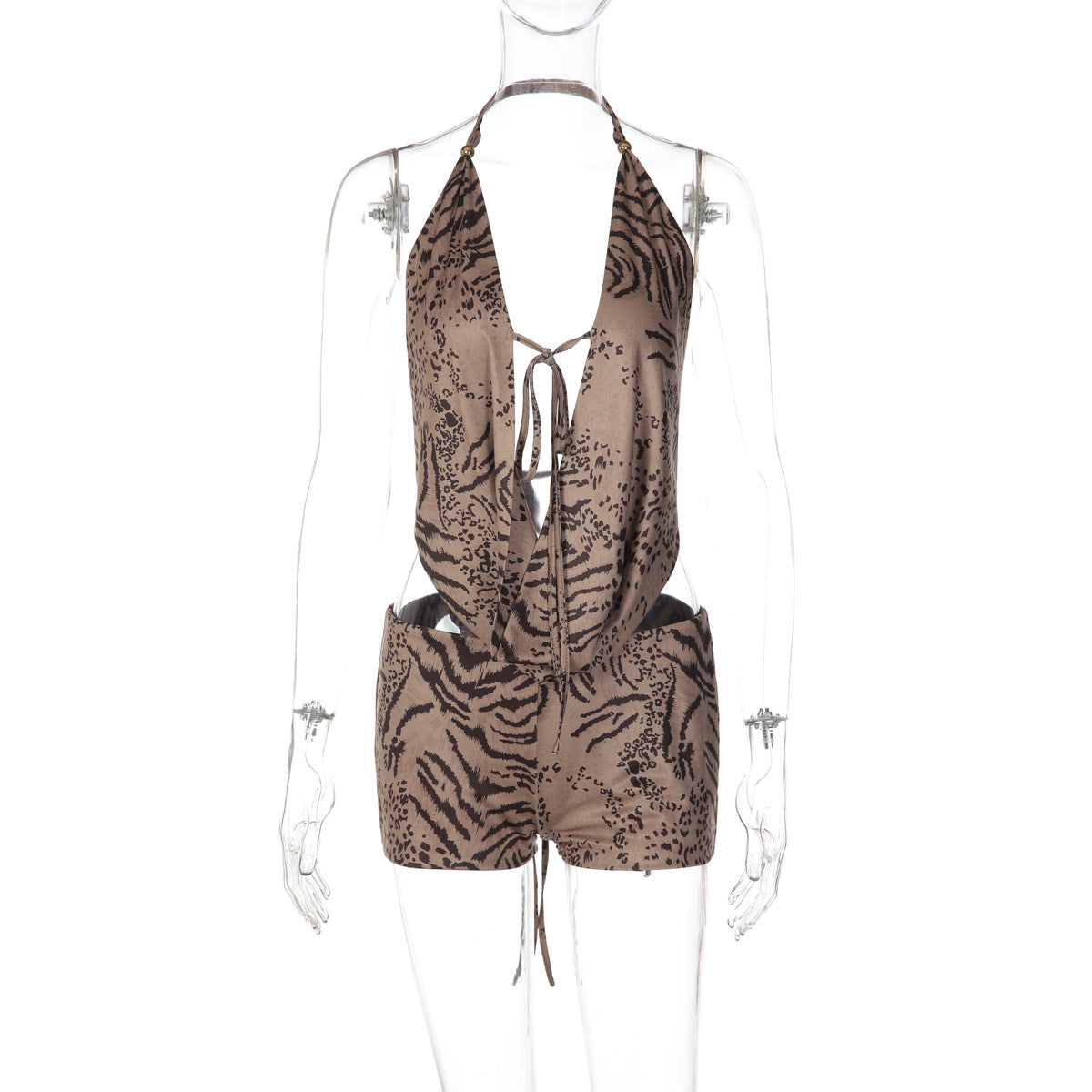 Sensual Cut-Out Tie Back Crop Top and Mini Skirt Set