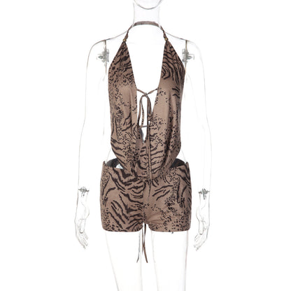 Sensual Cut-Out Tie Back Crop Top and Mini Skirt Set