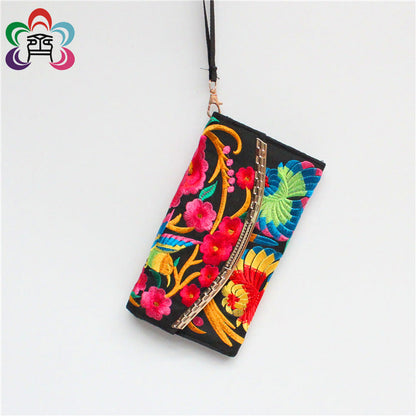 Ethnic Embroidery Bag Ladies Embroidery Coin Purse Hand Shoulder Dual-Purpose Leisure Bag
