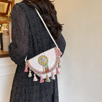 Casual Woven Shell Bag Trendy Beach Bag for Women