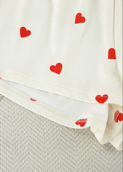 Heart Print Two Piece Lounge Set Cotton