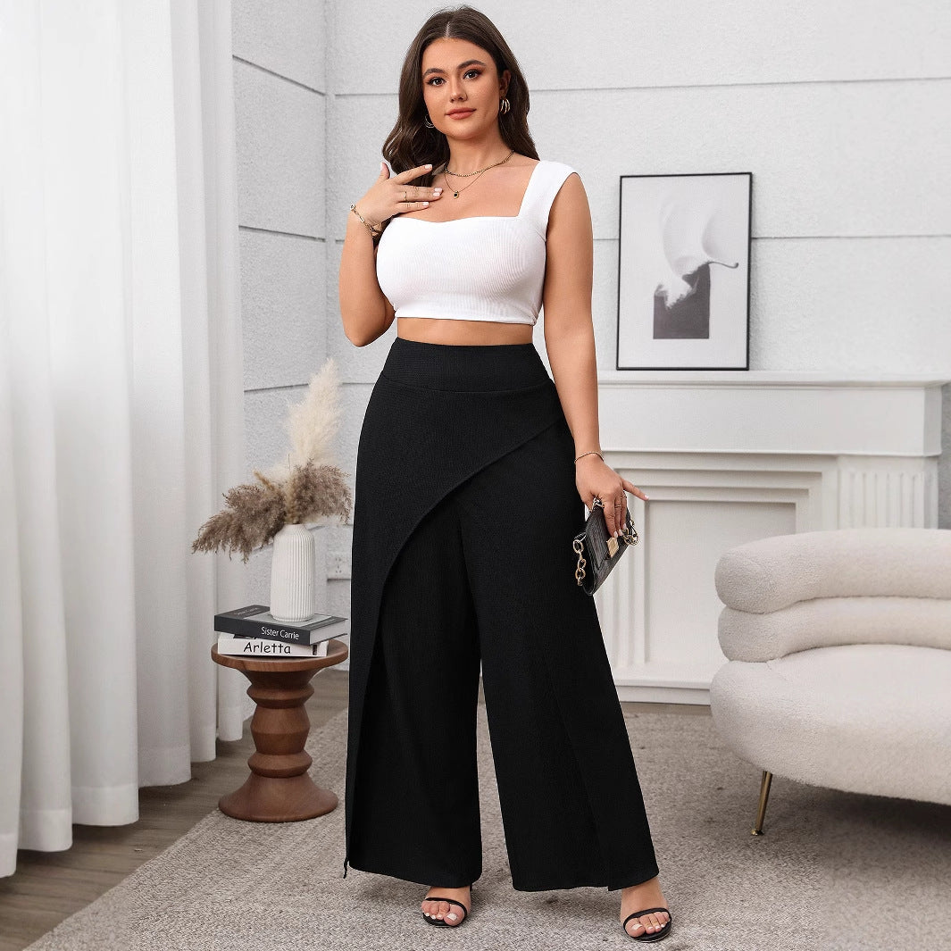 Loose Design Wide-Leg Pants Soft Cotton Casual Style