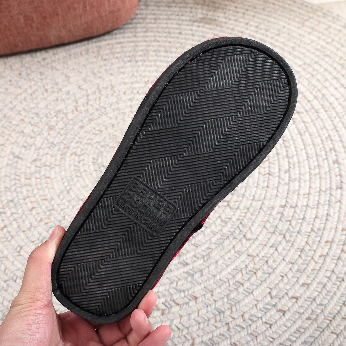 Winter Letter Embroidery Plaid Warm Indoor Slippers