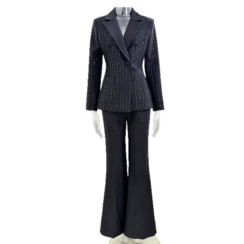 Sequin Blazer And Pants Set Stylish Casual Outfit