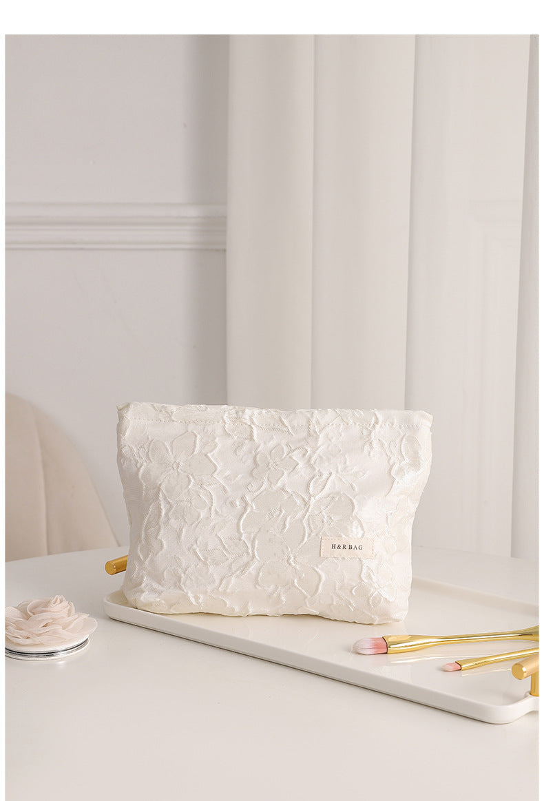 Purple Floral Jacquard Cosmetic Bag